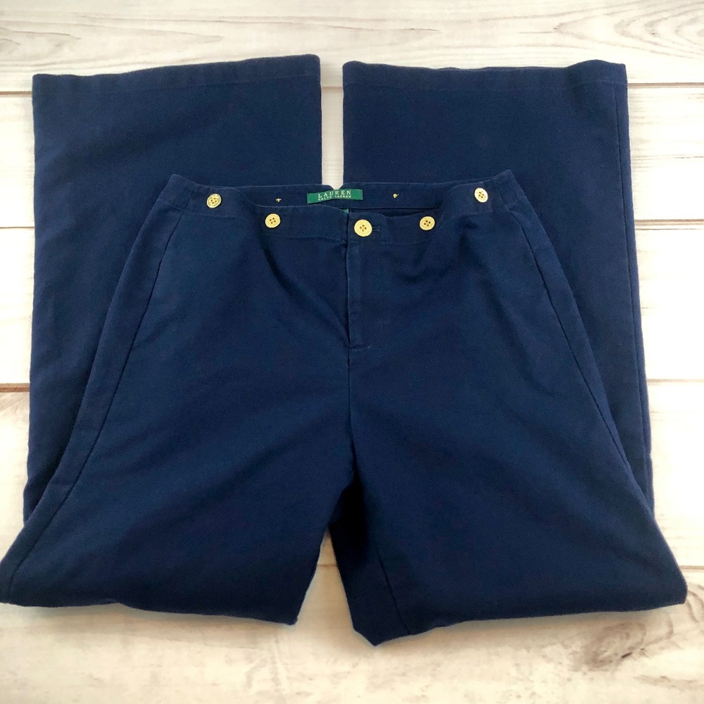 Ralph Lauren Navy Wide Leg Pants Size 6 (#131) - Picture 1 of 5
